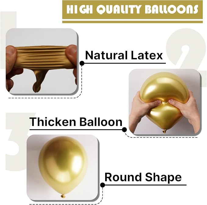 PartyWoo Metallic Gold Balloons 50pcs 5 Inch Chrome Gold Latex Balloons for Birthday Graduation Baby Shower Anniversary Wedding Bachelorette Christmas New Year Tea Party Decorations Gold-G129