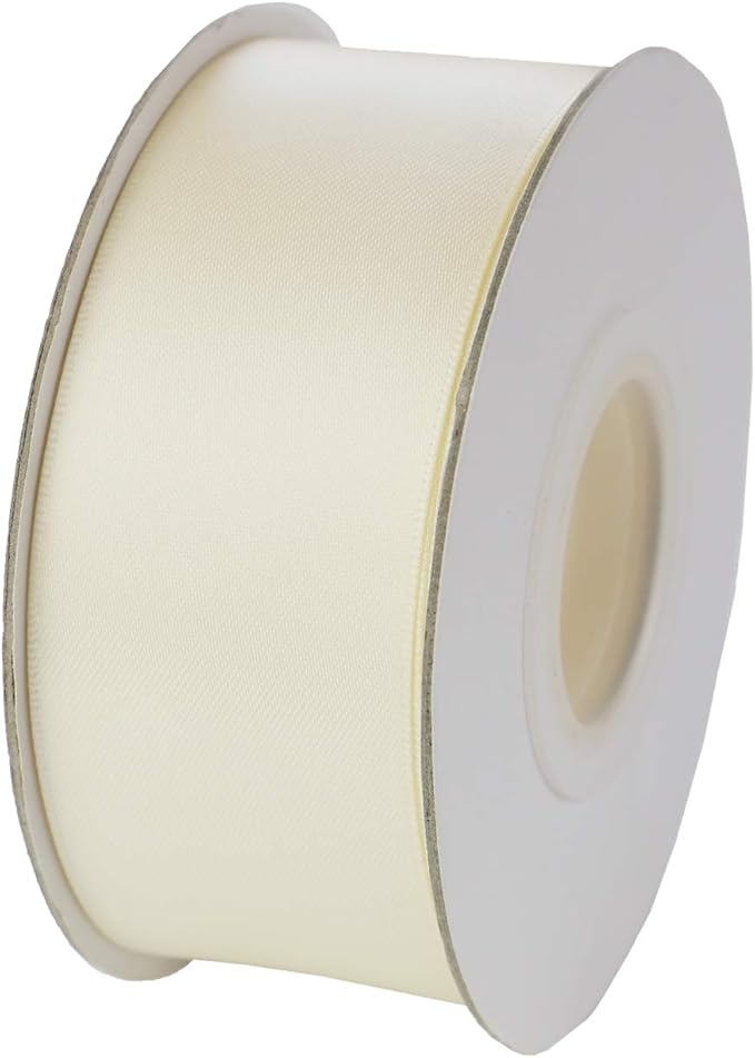 ITIsparkle 11/2" Inch Double Faced Satin Ribbon 25 Yards-Roll Set for Gift Wrapping Party Favor Hair Braids Hair Bow Baby Shower Decoration Floral Arrangement Craft Supplies, Ivory Ribbon
