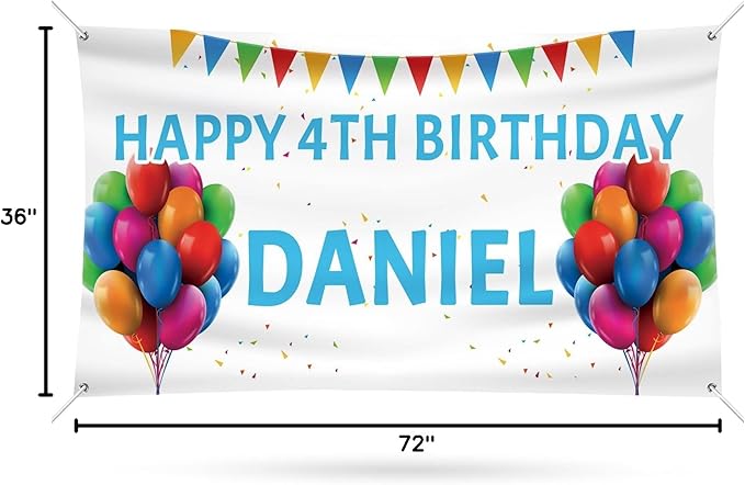 Happy Birthday Banner Personalized Name Photo Age Custom Birthday Banners and Signs Customize for Birthday Party Decoration 6'x3'