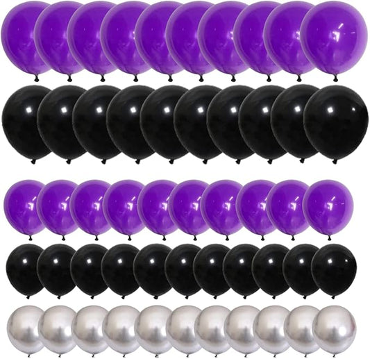 Purple Black Silver Balloon Garland Arch Kit - 121PCS Purple Black Balloons Metallic Silver Balloon for Purple Wedding Birthday Engagement Graduation Party Decorations