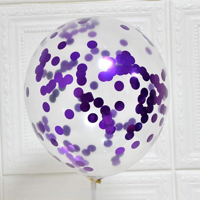 Purple Confetti Balloons, 12inch, 50 Pcs, Latex, Perfect for Birthdays, Unisex-Adults & Kids