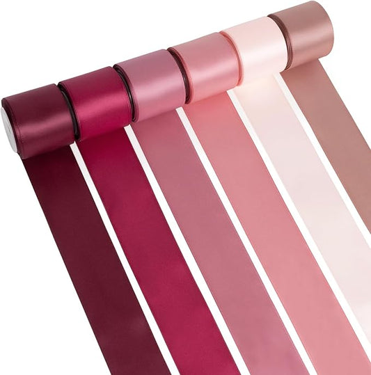 Rose Ribbon 1-1/2 Inch x 30Yds Dusty Rose, Dusty Pink, Rosy Mauve, Double Faced Satin Ribbon for Gift Wrapping, Flower Bouquet, Wedding Invitation, Bows, Crafts, Gift Bags