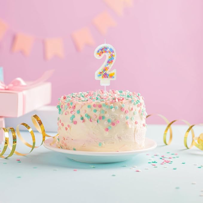 Birthday Candles - Number 2 Candle, Colorful Macaron Candles, Birthday Candles for Boys/Girls, Cake Decorations, Theme Party Supplies