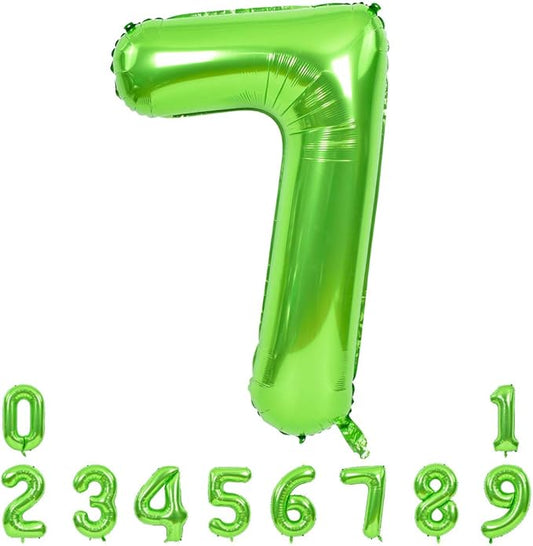 TONIFUL 40 Inch Large Green Numbers Balloons 0-9, Number 7 Digital 7 Helium Foil Mylar Big Number Balloons for 2026 Graduation New Year Eve Birthday Party Anniversary Supplies Decorations