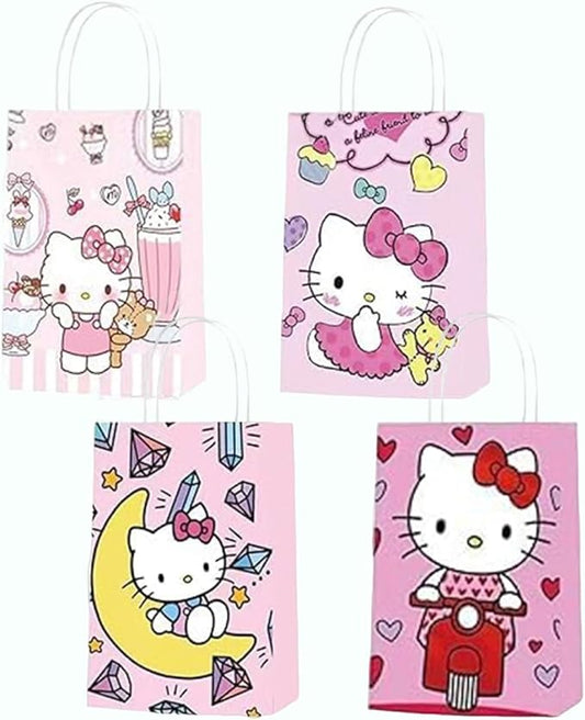 anyilon 16 Pcs Cartoon Birthday Party Favor Bags, Cute Paper Gift Bags, Birthday Party Candy Snack Bag