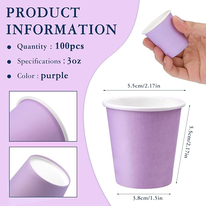 100 pack 3 oz Bathroom Cups, Disposable Paper Cups, Mouthwash Paper Cups, Small Paper Cups for Bathroom, Mouthwash, Snack, Espresso Cups Suitable for Home, Party, Picnic
