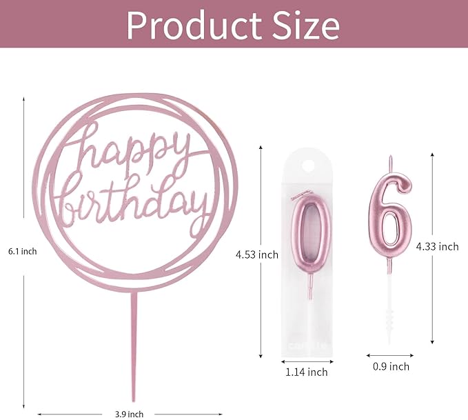 10-Piece Number Candles - Rose Gold, Glitter Cake Toppers for Wedding or Birthday Cakes