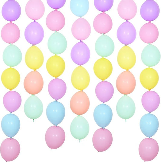 Sumind 100 Pcs Colorful Link Balloons 10 Inch Macaron Latex Link Balloons Pastel Needle Tail Decor for Making Balloon Wall Arch Chains, Birthday, Gender Reveal, First Communion, Wedding Party Decor