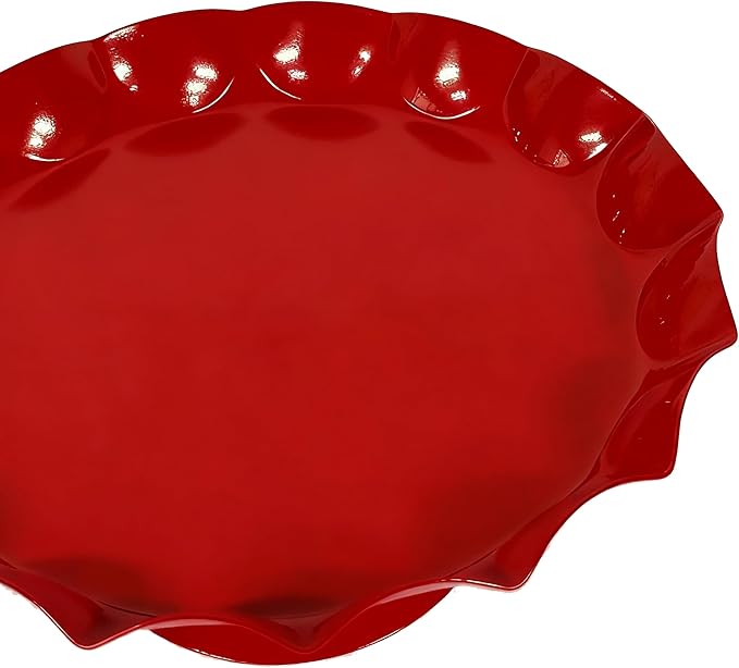3 Tier Metal Cake Stand Set, Scalloped Edge Cupcake Tray Dessert Display Platter, Decorative Serving Stand for Wedding, Birthday, Tea Party (Red)