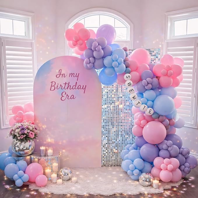 Pastel In My Birthday Era Balloon Arch Garland Kit Pink Blue Purple Balloons for She Found Her Lover Girl Retro Girls Main Character Birthday Swiftie Party Decoration (Pink Blue Purple)