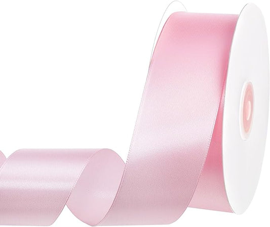 woric Pink Ribbon 1 1/2 Inch 60 Yards Light Pink Bows Wedding Decor Satin Ribbon for Mothers Day Bridal Baby Shower Decor Flower Bouquet Handmade Roses Graduation Leis