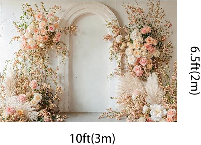 Kate 10x6.5ft Spring Pink Flowers Backdrops for Photography White Wall Background Children Birthday Party Decoration Backdrop