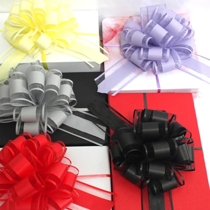 6 PCS Large Pull Bow,Light Purple gift Bow,6 inches,Christmas, party birthday gift wedding ribbon bows for wrapping boxes or flower decorations, Valentine's Day gift decorations(Light Purple)