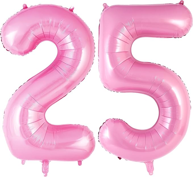 Pink Number 25 Balloons, Big Large Foil Number Balloons, Jumbo Giant Mylar Balloons for Birthday Party Decorations Supplies Anniversary (Number 25)