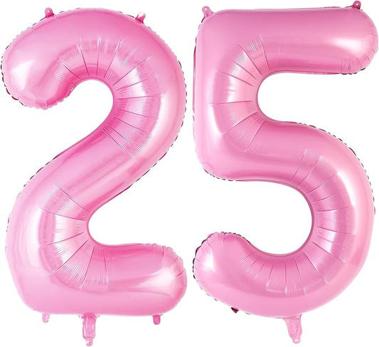 Pink Number 25 Balloons, Big Large Foil Number Balloons, Jumbo Giant Mylar Balloons for Birthday Party Decorations Supplies Anniversary (Number 25)