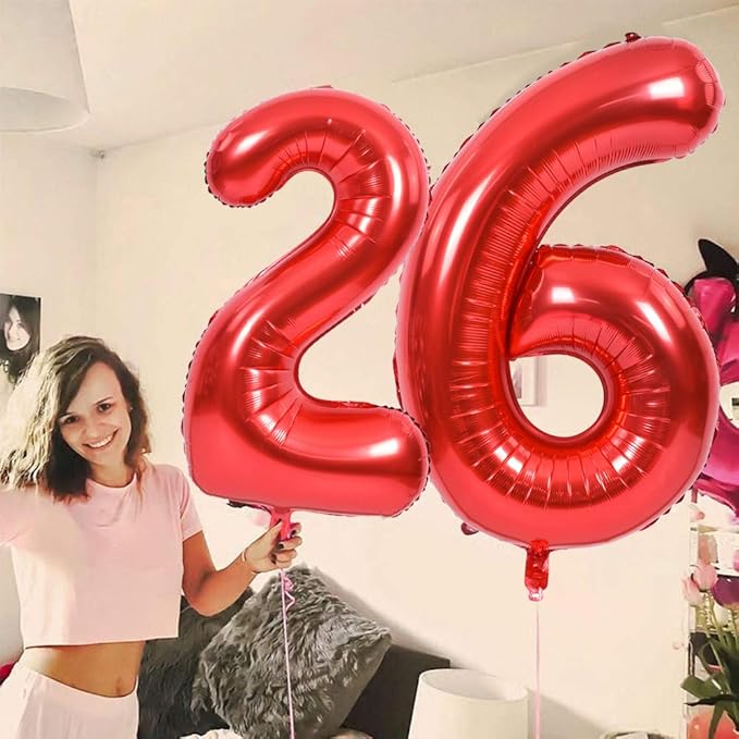 TONIFUL 40 Inch Red Large Numbers Balloons 0-9, Number 8 Digital 8 HeliumFoil Mylar Big Number Balloons for 2026 Mother's Day New Year Eve Graduation Valentine's Day Birthday Party Anniversary Party