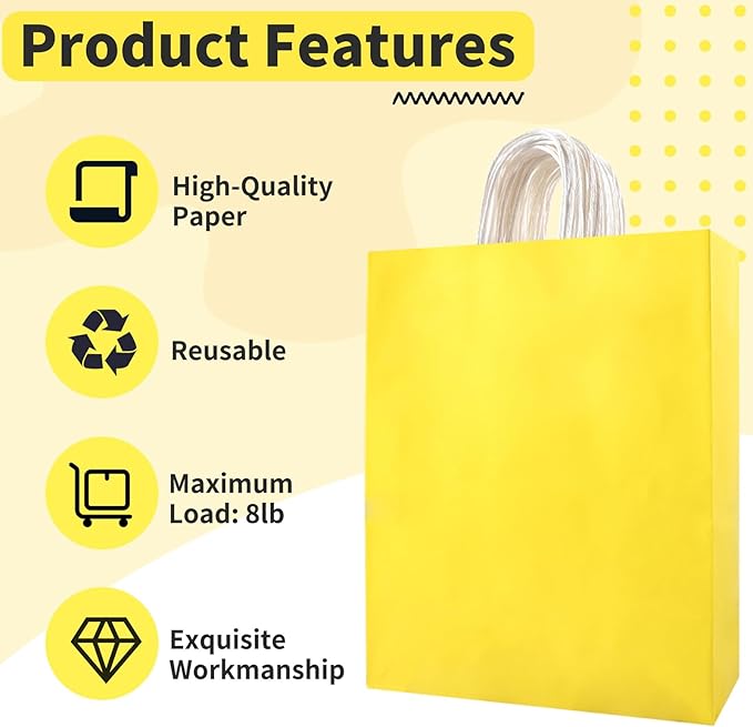 Mstar Pack 16Pcs Medium Kraft Paper Gift Bags with 8-Color Tissues, 8.26"×10.6"×4.3" Bulk Party Favor Bags with Handles - Fits Candies, Toys, Small Gifts for Kids Birthday, Baby Shower, Wedding, DIY Crafts