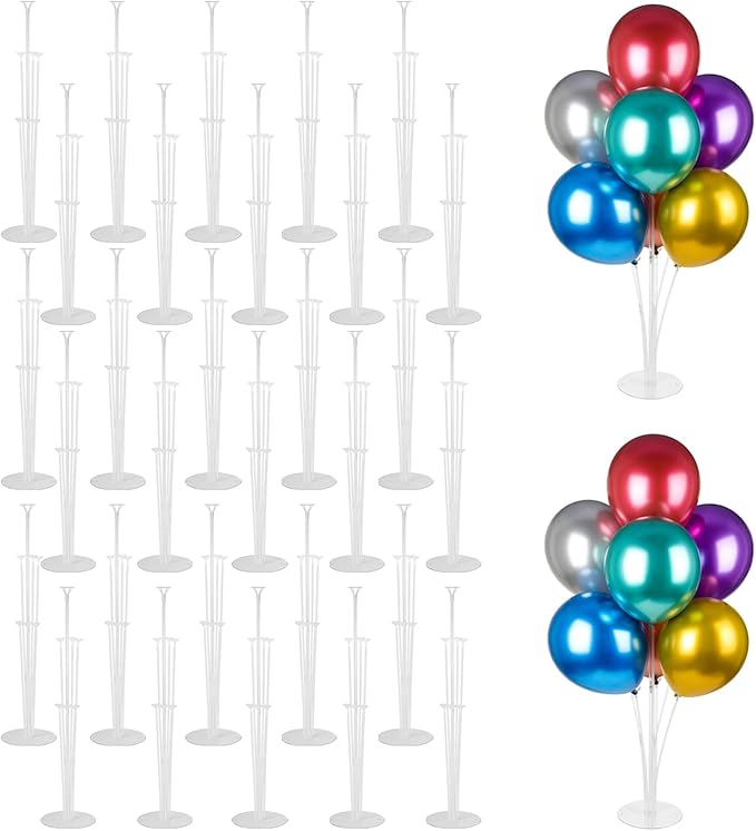 Voircoloria 30 Sets Balloon Stand Kits, Balloon Sticks Holder with Base for Table Graduation Birthday Baby Shower Gender Reveal Party Decorations