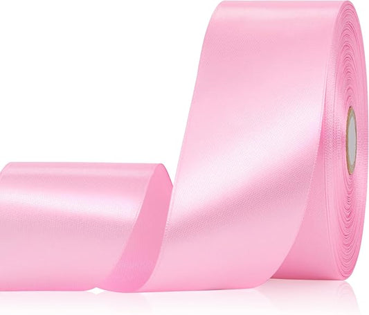 Pink Satin Ribbon 2 Inch 60 Yards, Pink Fabric Ribbons for Flower Bouquet, Wedding, Crafts, Gift Wrapping, Baby Shower, Hair and Outdoor Decor
