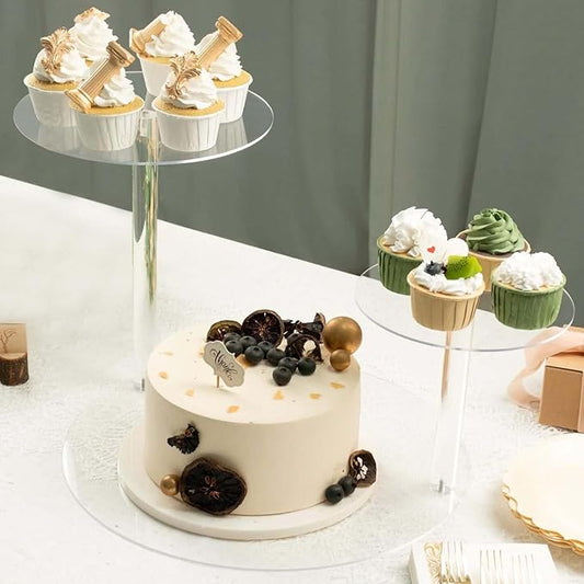 Efavormart 23" Clear 3-Tier Plastic Spiral Pedestal Dessert Display Riser, Round Cupcake Cake Stand