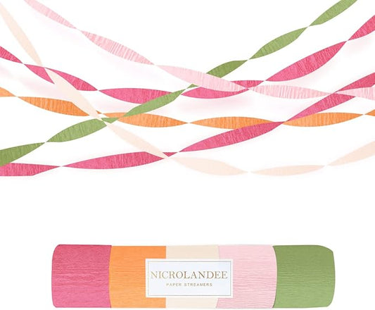 NICROLANDEE 5 Rolls Pastel Crepe Paper Streamers Backdrop Decorations for Easter Decorations, Birthday, Wedding, Garden Party, Bridal Shower, Baby Shower, Spring Home Decor