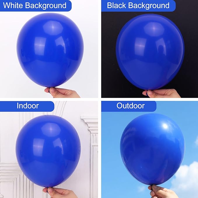 RUBFAC 135pcs Royal Blue Balloons, Latex Balloon Different Sizes 18 12 10 5 Inch for Garland Arch Birthday Party Graduation Baby Shower Baseball Nautical Party Decoration
