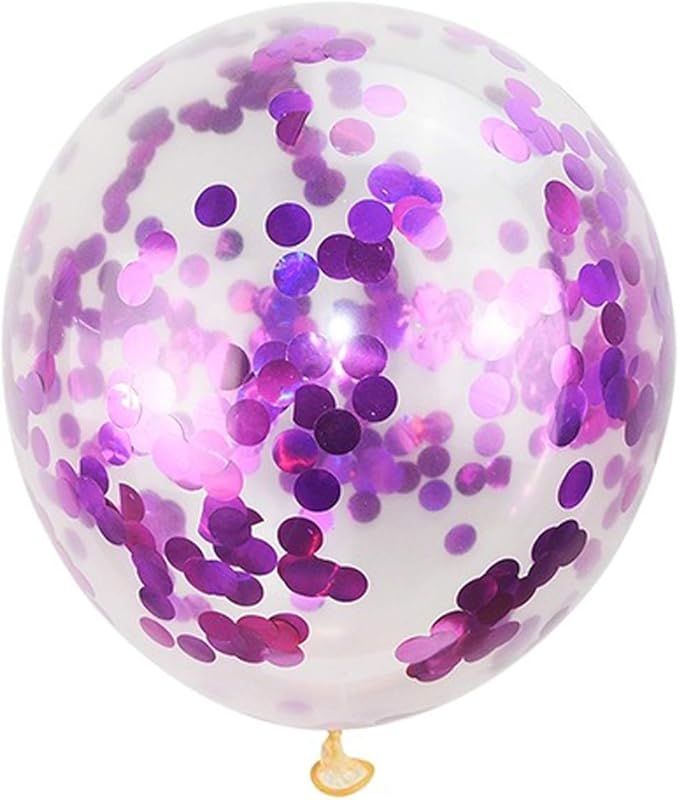 KIRIKOU Pack of 24 Pieces Confetti Balloons 12 Inch Latex Party Balloons for Party Decorations, Wedding, Engagement, Bridal, Birthday and Shower (Purple)