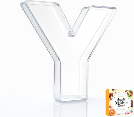 10" Acrylic Charcuterie Letters Fillable Tray, Reusable Alphabet Number Shaped Serving Plates for Charcuterie Board, Display Fruit, Candy, Cake, Party Decor, Birthday, Anniversary（Y）