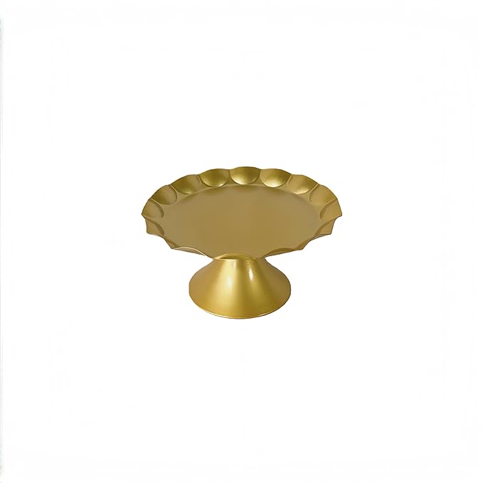3 Pcs Metal Cake Stand Set, Scalloped Edge Cupcake Tray Dessert Display Platter, Decorative Serving Stand for Wedding, Birthday, Tea Party,Baby Show(Gold)