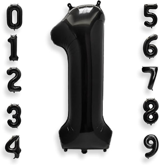 AULE 40 Inch Big Black 1 Balloon Number Large Foil Helium Number Balloons 0-9 Jumbo Giant Happy 1st Birthday Party Decorations for Boy or Girl Huge Mylar Anniversary Party Supplies