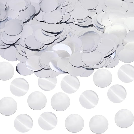 ONLYKXY 15gram Glitter Table Confetti Decor Scatter Bless Confetti Grad Party Decor for Congrats College Graduation Birthday Wedding Party Chocolate Favor Envelope Decal (Silver Round)