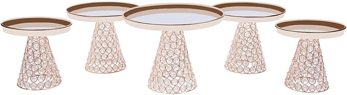 5 PCS Cake Stand Set,Gold Crystal Dessert Table Display Set,Cupcake Plate Stand with Base Decoration for Wedding Birthday Party Celebration