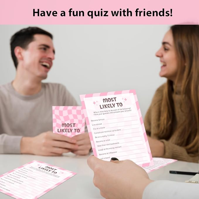 Birthday Party Games Card - Most Likely to, Bday Party Games for Teen Girl Adult, Set of 20 pcs Game Cards, Birthday Party Favor Activity Sleepover Party Decor Supplies - FS272