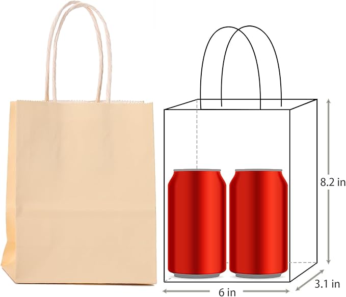 ADIDO EVA 25 Pcs Macaron Orange Gift Bags Small Paper Bags with Handles for Party Favor (8.2 x 6 x 3.1 in)