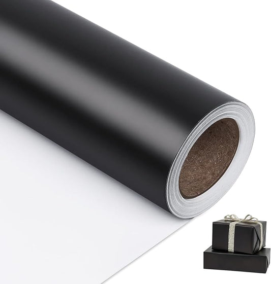NESCCI Matte Metal Black Wrapping Paper, Solid Color Paper,Gift Wrapping Paper,Perfect for Wedding,Valentine's Day,Birthday, Christmas,Baby Shower,DIY Bouquet (17 Inches X 32.8 Feet)