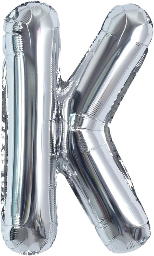 TONIFUL 40 Inch Large Silver Letter K Helium Foil Mylar Balloon for 2026 New Year Eve Graduation Wedding Baby Shower Birthday Party Anniversary Supplies Decorations
