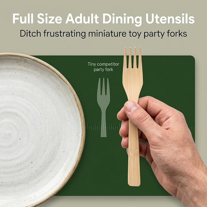 Bamboo Knives 100 Count - Heavy Duty Serrated Disposable Knives Utensils for Parties Catering Weddings BBQ Camping - Natural Flatware - 2ZEBRAZ
