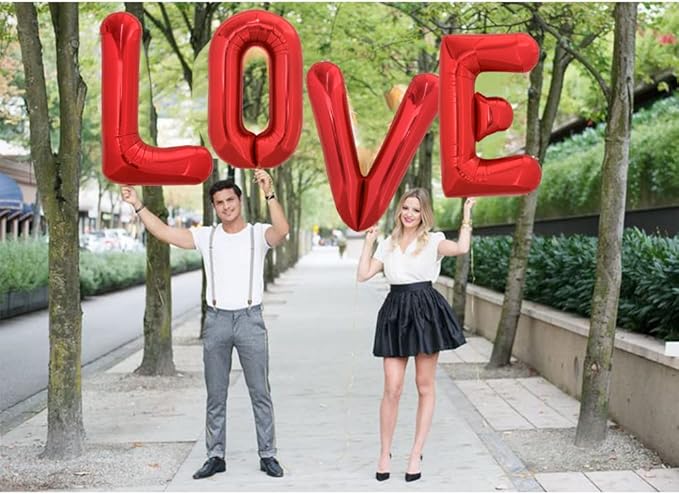 TONIFUL 40 Inch Large Bright Red Letter Balloons A-Z, Giant Jumbo Helium Foil Mylar Big Letter V Balloons for Birthday Party Anniversary Wedding Decorations