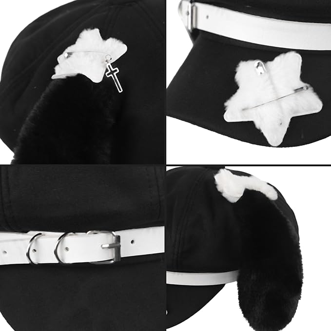 JIAHG Sweet Puppy Ears Beret Hat Cute Bunny Animal Ear Lolita Cabbie Cap Adjustable French Painter Y2K Fashion Beanie Cap
