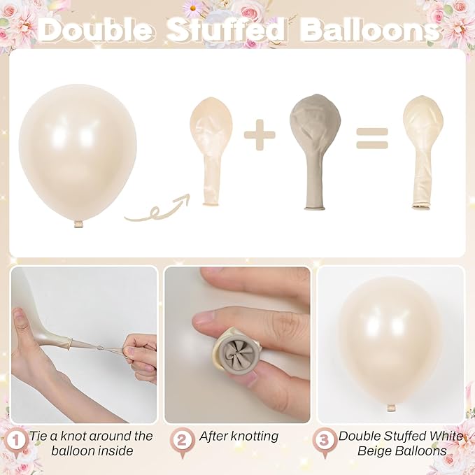 HILAVO Dusty Pink Balloon Arch Kit Boho Blush Pink Champagne Gold Double Stuffed Sand White Latex Balloons Garland for Girls Women Bridal Baby Shower Retro Neutral Engagement Birthday Party Decor
