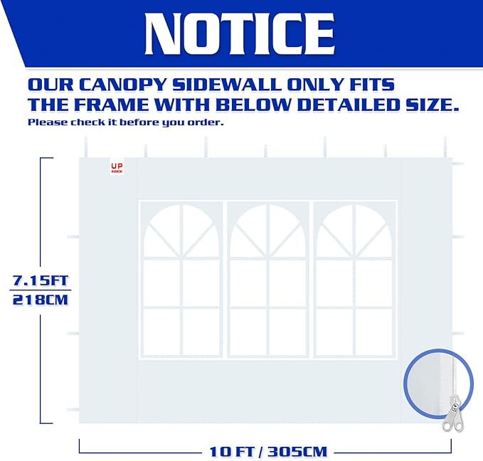 FANPAT Church Window 10x10ft Canopy Sidewalls for Pop Up Canopy, Waterproof UV Protection Fabric, Suitable for Outdoor Party, Picnics & Camping, Khaki(2pcs Sidewalls Only, NOT Included Frame and Top)