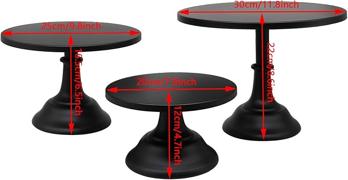 3-Set Cake Stands, Black Dessert Display Plate Cupcake Stands for Baby Shower Wedding Birthday Party Celebration Home Decor