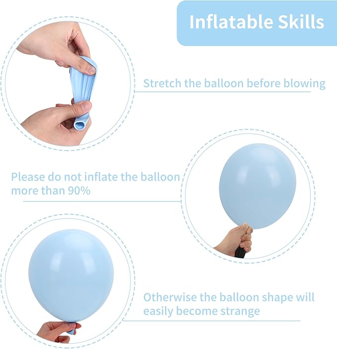 RUBFAC 87pcs Pastel Blue Balloons Different Sizes 18 12 10 5 Inches for Garland Arch, Premium Blue Latex Balloons for Birthday Wedding Baby Shower Bridal Shower Party Decorations