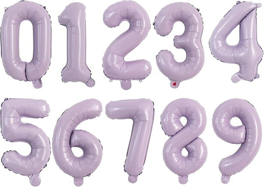 TONIFUL Balloons 16 Inch Baby Purple 0-9 Number Mylar Foil Balloons 10 Pcs digitalal Balloons for 2026 New Year Eve Birthday Party Engagement Graduations Anniversary Baby Shower
