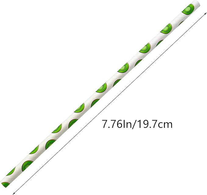 100 Pcs Disposable Straws, Biodegradable Paper Straws for Juices, Shakes, Smoothies, Party Supplies (Kiwifruit)