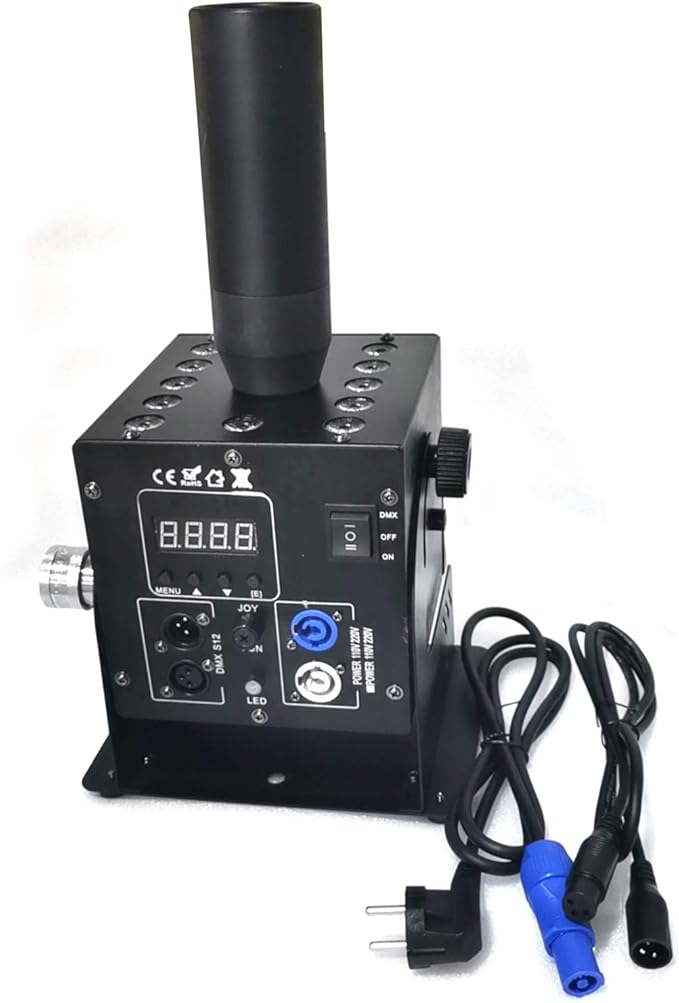 LED CO2 Jet Machine Fogger Smoke Machine, 26-33ft Spray Height, Single Tube Air Column DMX Control for Stage Show DJ Effect, 10''x6''x16''
