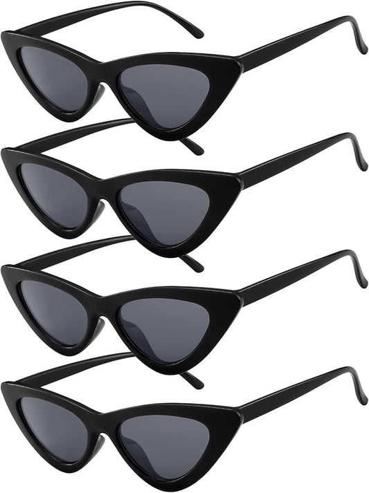 PLULON Vintage Narrow Cat Eye Sunglasses Women Men Sun Glasses Retro Cateye Boys Girls Birthday Summer Beach Pool Party