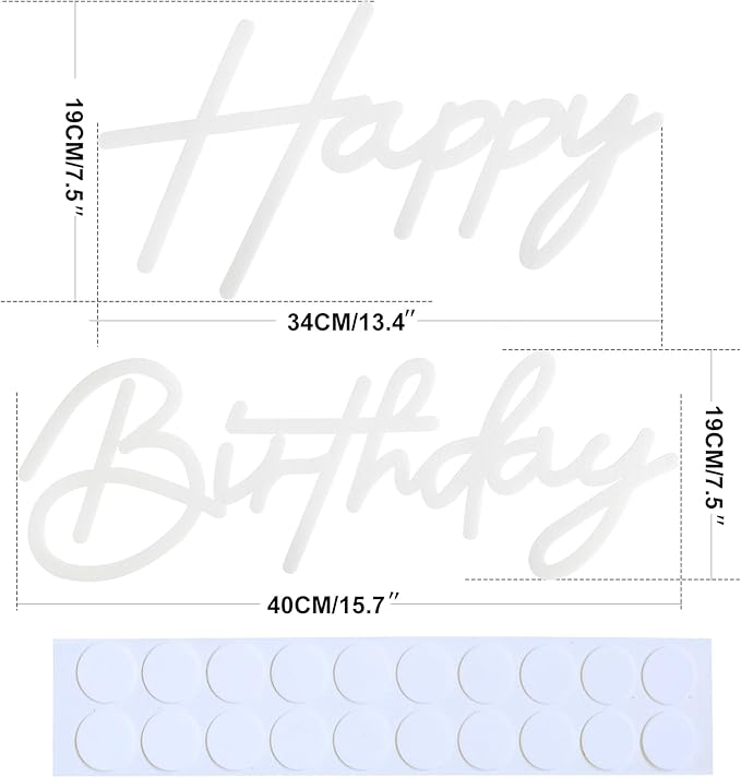 Happy Birthday Sign for Arch Backdrop - Felt Happy Birthday Letter Sign for Balloon Banner Party Backdrop Girls Boys Birthday Background for Baby Shower Photography Wall Decorations - White