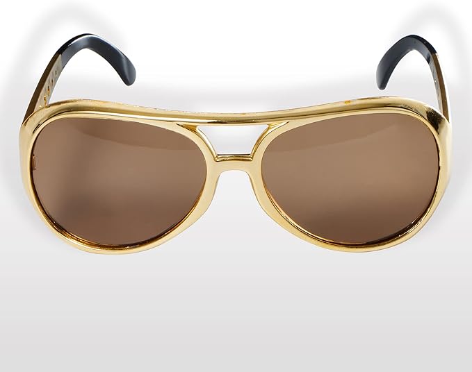 Spooktacular Creations Gold Sunglasses Disco Glasses, 50’s 60’s 70's Glasses for Halloween Party Costume Rockstar Accessories, Gold Celebrity Sunglasses for women and men