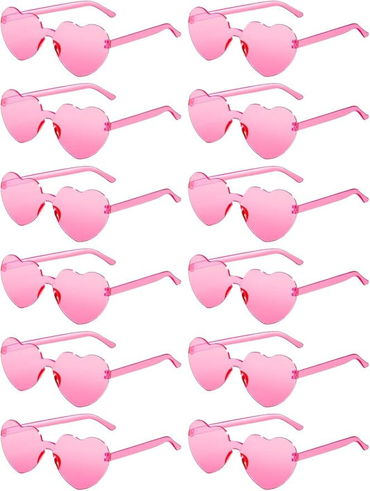 12 Pairs Heart Shaped Sunglasses for Women Colorful Glasses Fun Trendy Transparent Heart Sunglasses Party Favor